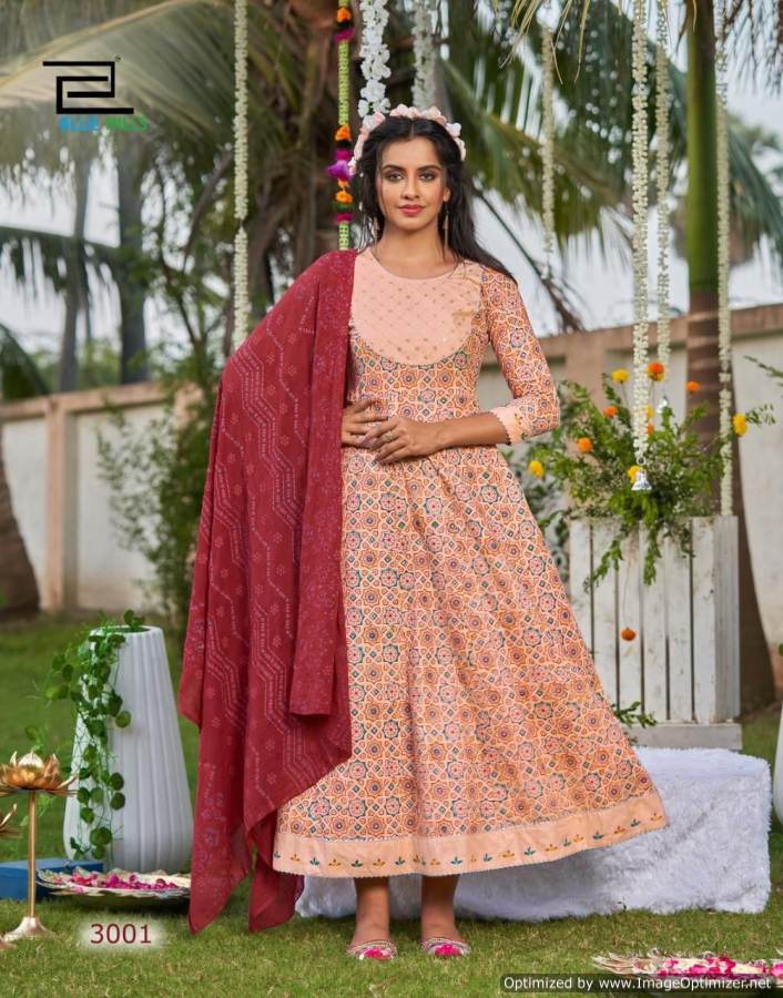 Blue Hills Ada 3 New Exclusive Wear Cotton Printed Anarkali Kurti With Dupatta Collection